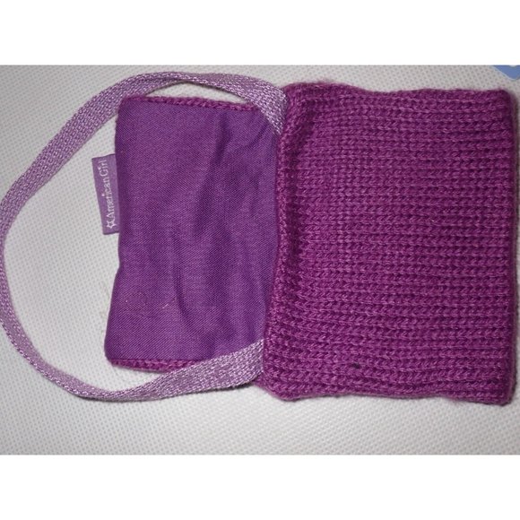 American Girl 18" doll Purple Knit Messenger Bag with ID and pretend money - Picture 4 of 5